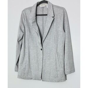 Peace Love World Blazer Women's Size Large Gray Feminine Ponte Career Pre-owned